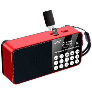 Radio portabil, bluetooth, AM/FM/SW, afisaj digital LED, suport card TF, USB, mufa pentru casti de 3, 5 mm, buton multifunctional, rosu/negru - Img 1