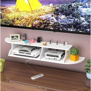 Raft pentru router, obiecte decorative, din PVC, cu 3 compartimente, dimensiuni 100 X 23 cm, finisaj mat, alb - Img 2