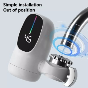 Robinet electric pentru incalzirea apei, putere 3000W, cu afisaj LED, consum redus, protectie impotriva scurgerilor, alb - Img 3