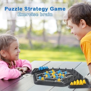 Sah international triangular, ideal pentru serile in familie, joc interactiv pentru copii si adulti, strategie si distractie pentru familie, negru/multicolor - Img 3