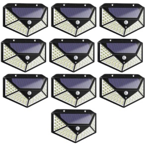 Set 10 lampi cu incarcare solara FOXMAG24, senzor miscare, 3 trepte de iluminare, 100 LED - Img 1