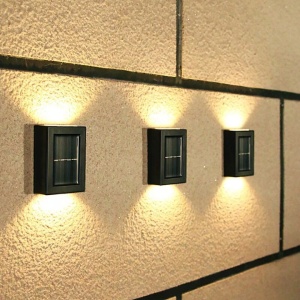 Set 2 lampi solare de perete, cu lumina calda, din ABS, rezistente la apa, cu senzor de lumina, negru - Img 3