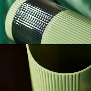 Set 2 pahare pentru periuta de dinti, dimensiuni 20 x 6 cm, 1 x alb / 1 x verde, din material plastic, compact si usor de transportat, alb/verde - Img 3