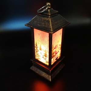 Set 6 felinar pentru Craciun, functionare cu baterii, cu lumina calda LED, dimensiuni 13 X 5 cm, maro - Img 2