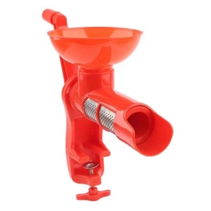 Storcator de rosii, cu actionare manuala, sita din inox, cu dispozitiv de fixare pe masa, din plastic rezistent si inox, rosu - Img 2