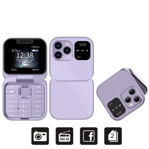Telefon mobil mini cu ecran dublu, butoane mari, lanterna LED, camera foto, 2 x Nano SIM, player muzical, radio, mov - Img 3