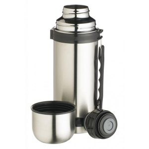 Termos din inox, capacitate 1000ml, cu buton Safe Lock, capac tip pahar, mentine lichidele calde pentru 12 h si reci pentru 24 h, argintiu - Img 1