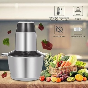 Tocator electric multifunctional, capacitate 3L, putere 250W, cu bol din inox, cu 4 lame din otel inoxidabil, gri - Img 2