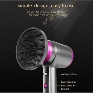 Uscator de par, cu 2 trepte de viteza, 2 capete, putere 1250 W, cu functia aer rece/cald, gri/fucsia - Img 2