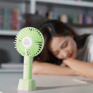 Ventilator portabil, design compact, functionare silentioasa, viteza ajustabila, incarcate USB, cu acumulator, verde - Img 3