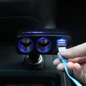 Adaptor priza auto, cu 2 USB, rotire 90°, cu indicator LED, putere 120W, negru - Img 3
