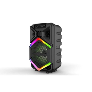 Boxa portabila cu lumini RGB, putere 10W, MP3, USB, bluetooth, TF, WIFI, slot microfon, karaoke, acumulator, negru - Img 4