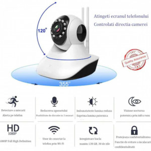Camera de supraveghere RHJ, HD, Wi-Fi, Intercom, Night Vision, Alb, FOXMAG24 - Img 3