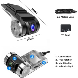 Camera video auto DVR cu Android, Camera de bord ultracompacta, FULL HD, Pornire automata, USB 2.0, detectie miscare, viziune nocturna, Unghi de filmare 170 ° - Img 3