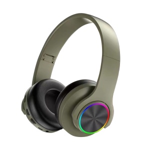 Casti fara fir, conexiune Bluetooth, cu lumini multicolore, pliabile, universale pentru telefoane mobile, verde - Img 1