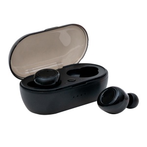 Casti wireless TWS A2, versiune bluetooth 5.0, microfon incorporat, distanta functionare 10 m, design minimalist, Negru, FOXMAG24® - Img 1