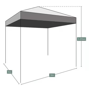 Cort pavilion, cu cadru metalic, pliabil, dimensiuni 3x3 m, acoperis din panza impermeabila, pentru curte, gradina, evenimente, verde/negru - Img 4