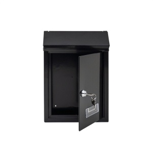 Cutie postala metalica, dimensiuni 21.7x7x30cm, cu deschidere frontala si cheie, montare pe perete, negru - Img 1