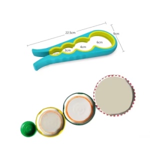 Desfacator capace borcane si sticle, din plastic, cu 4 dimensiuni, cu sistem anti-alunecare, lungime 22.5 cm, albastru/galben - Img 4