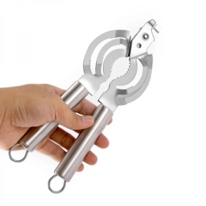 Desfacator capace borcane/sticle/conserve, multifunctional, sparge nuci/alune, din inox, dimensiuni 25 x 6 cm, argintiu - Img 2