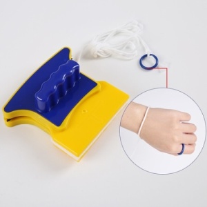 Dispozitiv magnetic pentru spalarea geamurilor, dimensiuni 11 x 10 x 5 cm, cu sfoara de siguranta, galben/albastru - Img 2