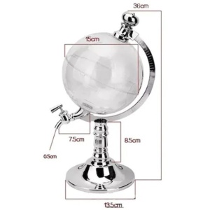 Dozator pentru bauturi FOXMAG24, in forma de Glob Pamantesc, plastic, transparent, 3.5 l - Img 4