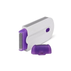 Epilator portabil, pentru fata si corp, incarcare USB, cu acumulator, alb/mov - Img 1