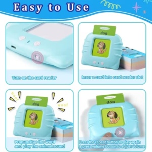 Joc interactiv cu 112 piese, pentru invatarea cuvinteleor in limba engleza, cu carduri incluse, functionare cu baterii, din plastic, albastru - Img 3