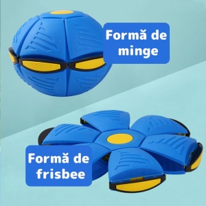 Jucarie 2 in 1, minge si disc, convertibila, 2 moduri de joaca, dimensiune 23 cm, albastru - Img 3