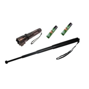 Kit AutoAparare FOXMAG24, Lanterna cu Electrosoc si Laser Pointer din Duraluminiu, Baston Telescopic din Otel si Spray Paralizant - Img 1