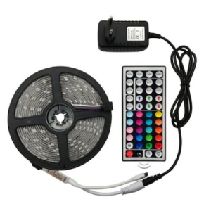Kit Banda LED 5050 RGB FOXMAG24, Control Telefon prin Bluetooth, Exterior, 2x5m, Functie de Schimbare a Culorilor in Functie de Muzica, Lumina Multicolora, 10metri lungime, Instalare Usoara - Img 1