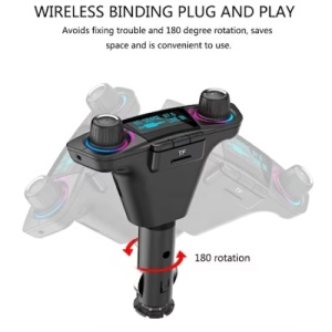Kit de masina multifunctional, hands-free calling, bluetooth, transmitator FM, MP3, radio cu incarcator auto, dual USB, TF CARD, negru - Img 3