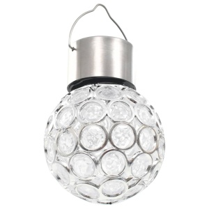 Lampa solara de gradina, cu 8 lumini colorate, cu suport de agatare, comutator ON/OFF, aspect de cristal, rezistenta la apa, alb - Img 2