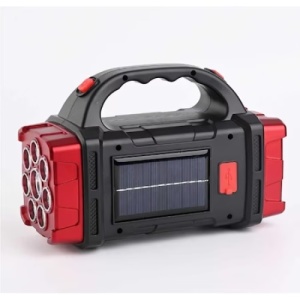 Lanterna portabila, cu incarcare solara sau USB, multifunctionala, functie de Power Bank, negru/rosu - Img 4