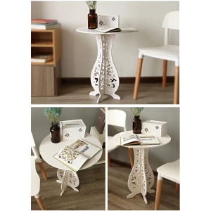 Masa de cafea, tip clepsidra, cu 4 puncte de sprijin, picioare antialunecare, inaltime 60 cm, alb - Img 3