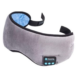 Masca de noapte bluetooth Midy, casti incorporate, bass puternic, sunet clar, suporta apeluri telefonice, versiune bluetooth 5.0, microfon incorporat, material moale si confortabil, panou de control usor accesibil, Gri - Img 1