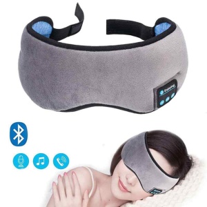 Masca de noapte bluetooth Midy, casti incorporate, bass puternic, sunet clar, suporta apeluri telefonice, versiune bluetooth 5.0, microfon incorporat, material moale si confortabil, panou de control usor accesibil, Gri - Img 4