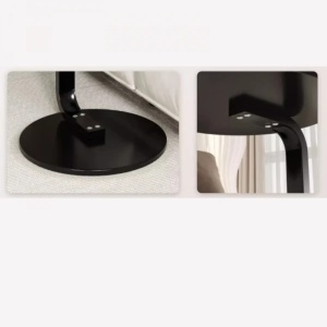 Masuta de cafea, rotunda, blat din MDF, suport metalic, dimensiuni 50 x 60 cm, cu un picior, pentru living si bucatarie, maro/negru - Img 3