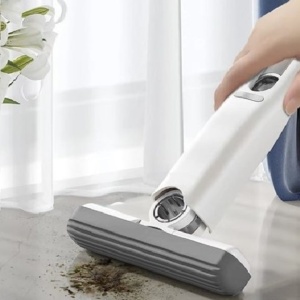 Mini mop portabil, dimensiuni 29 x 14, 5 x 4 cm, cu sistem de auto-stoarcere, stergere usoara multisuprafete / geamuri, din ABS, alb - Img 1