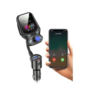 Modulator FM, cu microfon incorporat, Bluetooth, USB Mp3 Player, afiseaza tensiunea bateriei, ecran color, negru - Img 3