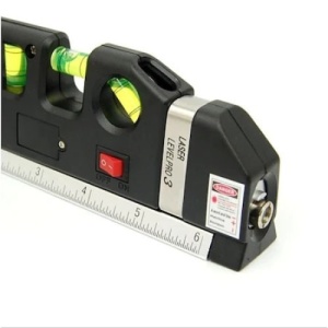 Nivela cu laser FOXMAG24, Fascicul luminos, Buton ON/OFF, Boloboc, Ruleta 2.5m , Rigla 15 cm, Multifunctionala 4in1, Masoara in plan vertical, orizontal si la 45 de grade, Negru - Img 2