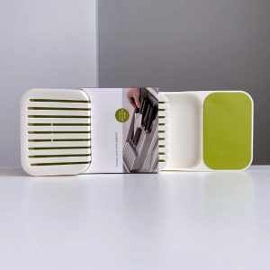 Organizator / suport pentru cutite, cu 2 nivele, pentru 18 cutite, design modern, nu ocupa mult spatiu, gri - Img 2