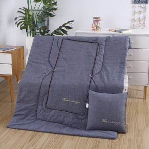 Perna si pilota, 2 in 1, dimensiuni 40 x 40 x 10 cm sau 110 x 150 cm, din material textil, cu 2 fermoare metalice bidirectionale, pentru auto, birou, living, voiaj, albastru - Img 2