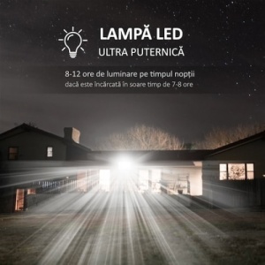 Proiector led FOXMAG24, cu panou solar si telecomanda, senzor de lumina, 300W - Img 4