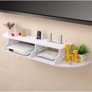 Raft pentru router, obiecte decorative, din PVC, cu 3 compartimente, dimensiuni 100 X 23 cm, finisaj mat, alb - Img 3
