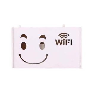 Raft pentru router wi-fi, cu prindere pe perete, din lemn, pentru mascare echipamente si fire, lungime 25 cm, alb - Img 2
