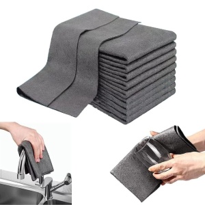 Set 10 lavete magice pentru curatare fara urme, zgarieturi sau scame, multifunctionala, pentru geamuri, bucatarie, baie, din microfibra, dimensiuni 30X30 cm, gri - Img 1