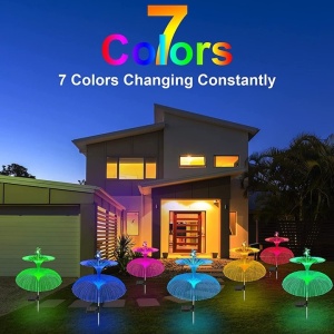 Set 2 lampi solare decorative, pentru gradina, cu 7 culori interschimbabile, tip meduza, rezistente la apa si temperaturi scazute, multicolor - Img 3