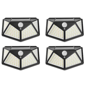 Set 4 lampi cu incarcare solara FOXMAG24, senzor miscare, 3 trepte de iluminare, 100 LED - Img 1