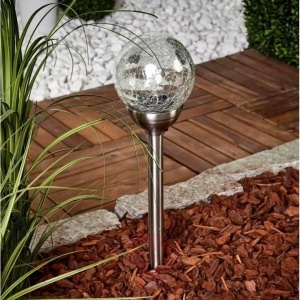 Set 4 lampi solare pentru gradina, tip sfera, dimensiuni 40 x 10 cm, cu fixare tip tarus, senzor de lumina, alb - Img 4